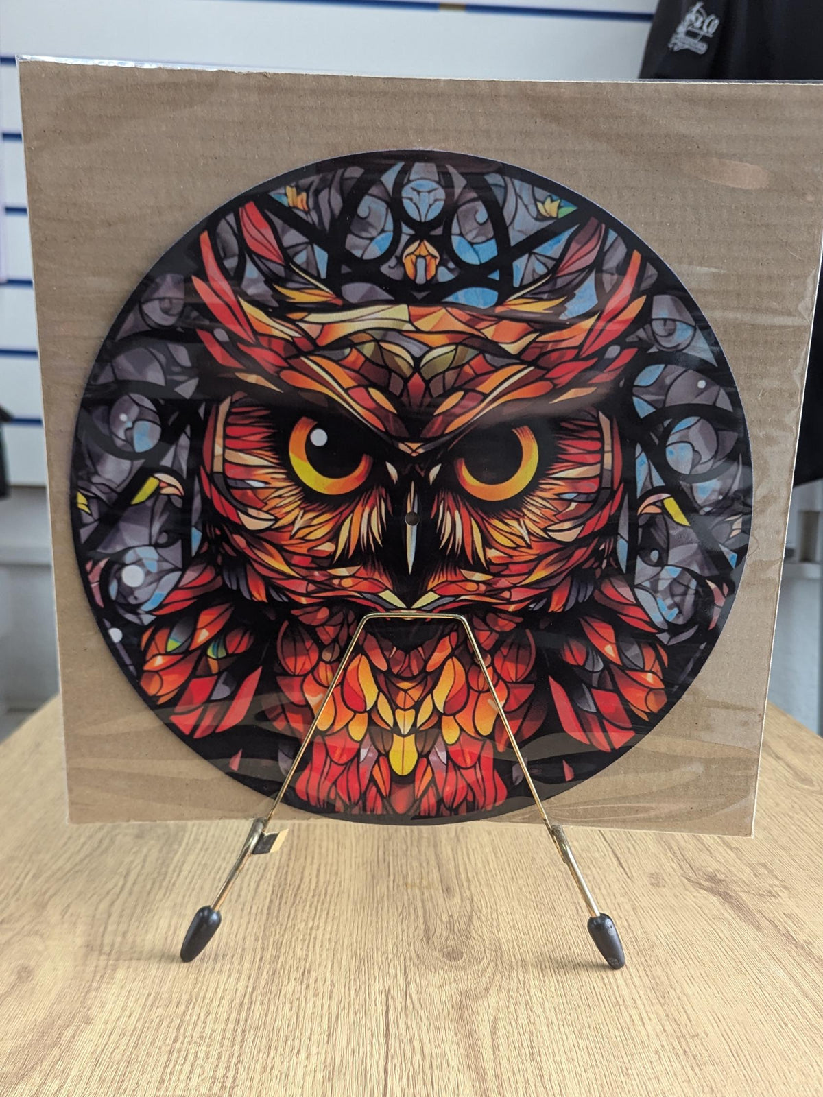 Stain Glass effect Wise Owl Slip mat for turntables