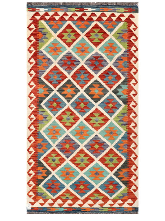 Maimana Afghanistan Kilim Rug - 203 x 108 cm