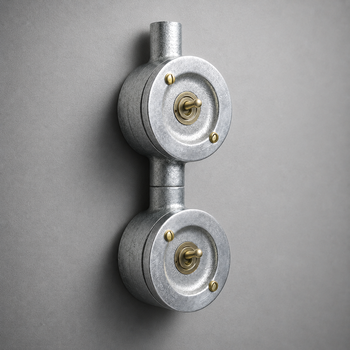 Double Gang Solid Cast Conduit Light Switch | 2 Way Industrial Vintage Style