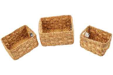 Set of 3 Natural Water Hyacinth Storage Baskets 1901339