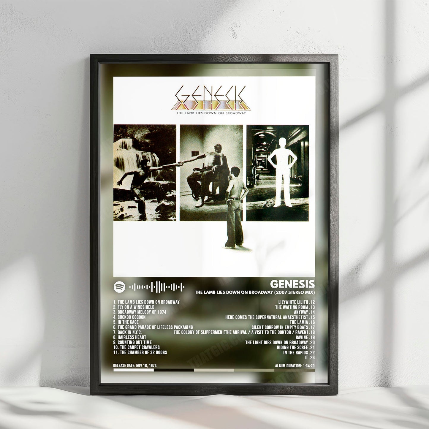 Genesis "The Lamb Lies Down on Broadway  " Album Cover Poster - with Complete Tracklist