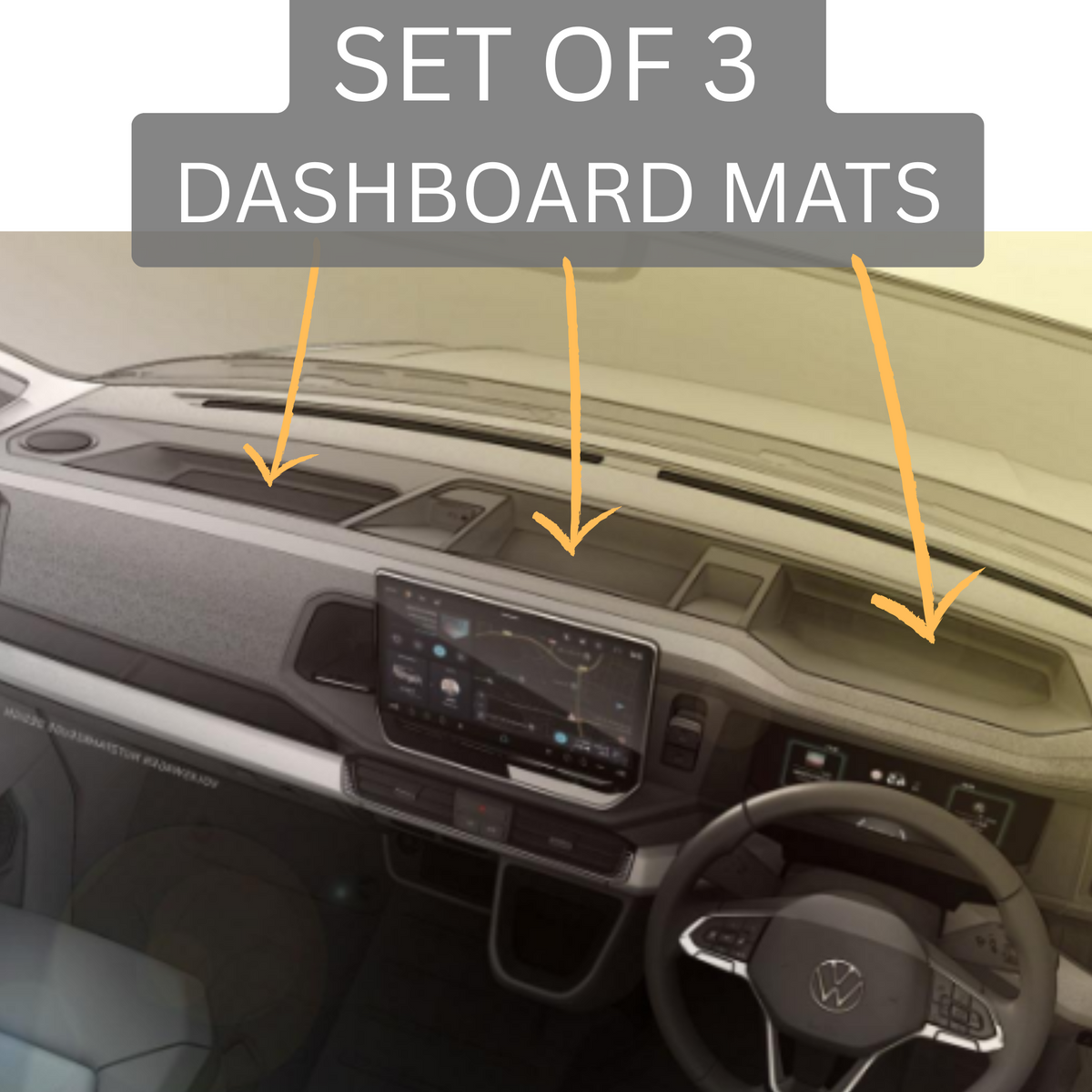 For MAN TGE / VW Crafter Top Dashboard Rubber Insert Mats - Van-X