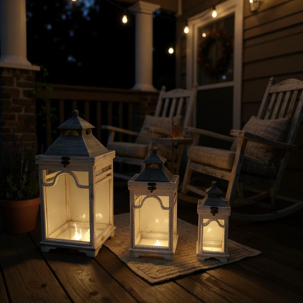 51/41/31CM SET 3 WOODEN LANTERNS