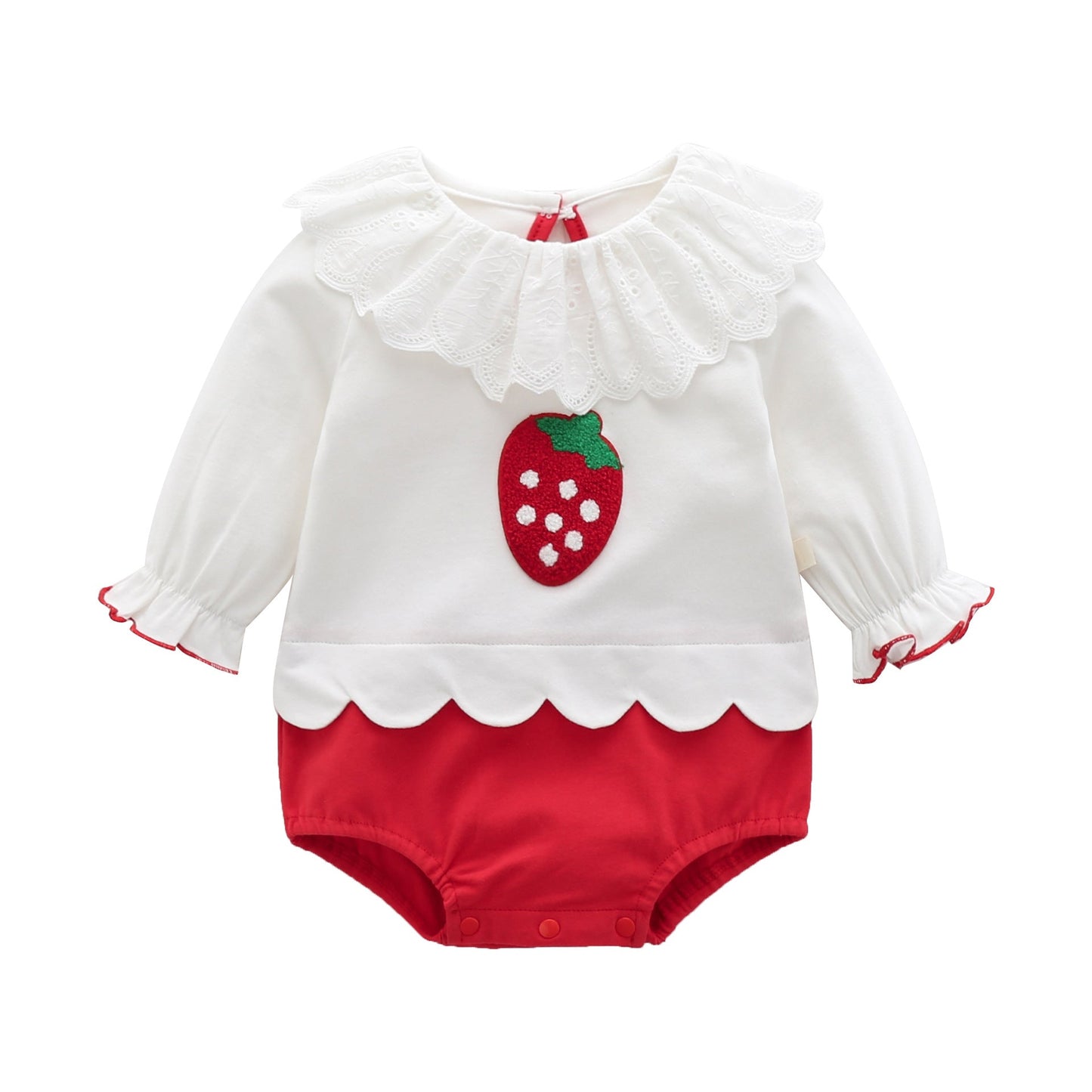 Girls' Strawberry Long-Sleeve Romper For Babies