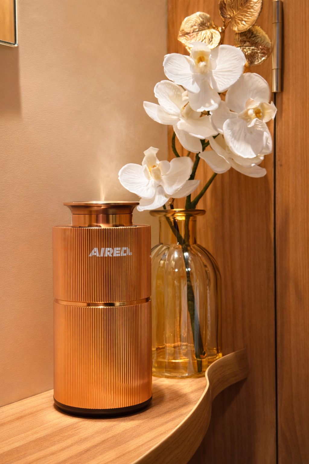 Aura In-Car / Home Mini Luxury Electronic Rechargeable Essential Oils Diffuser By AIRED. (ROSE GOLD)