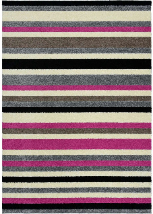 Linea Striped Pink Washable Rug
