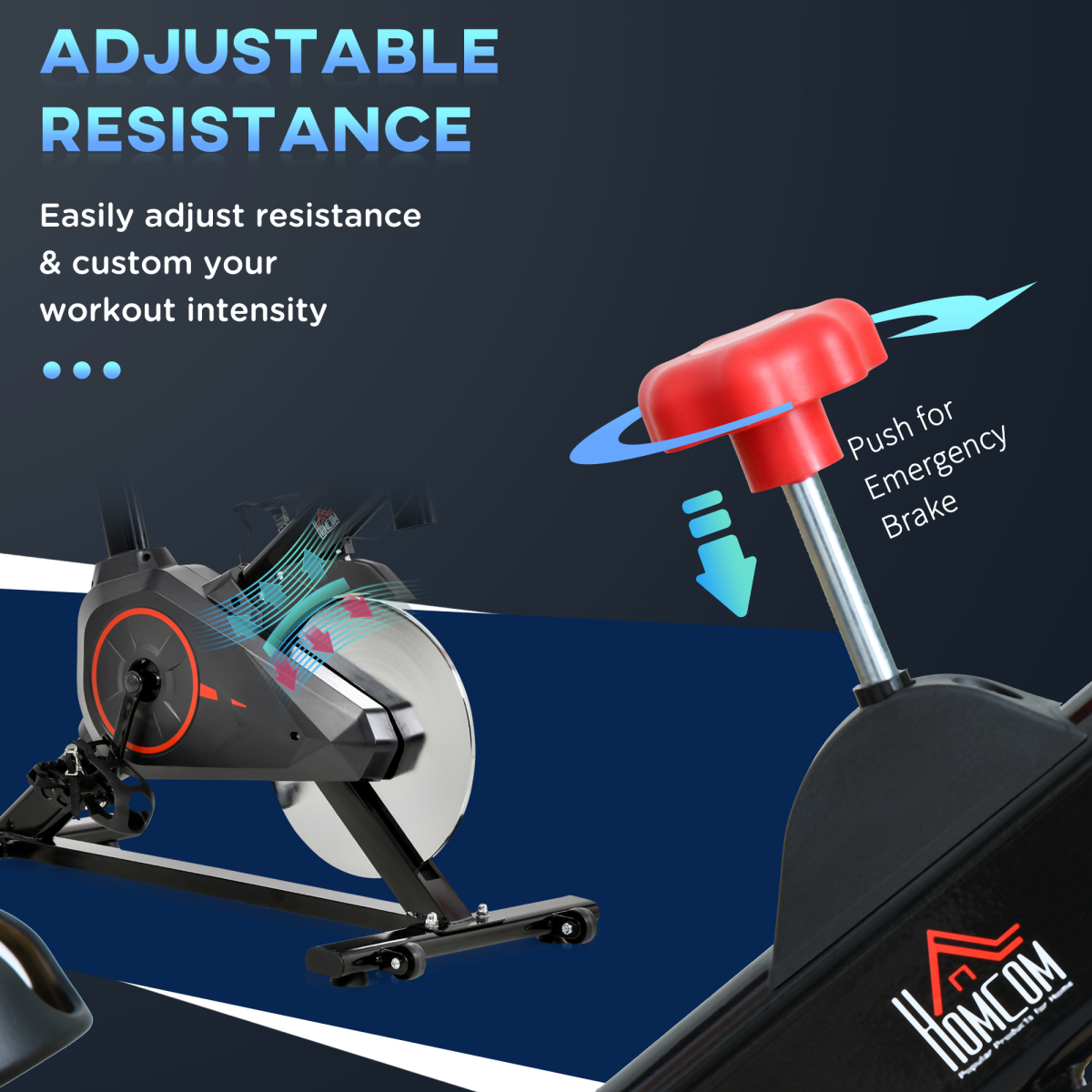 HOMCOM Indoor Exercise Bike with Adjustable Height, Resistance