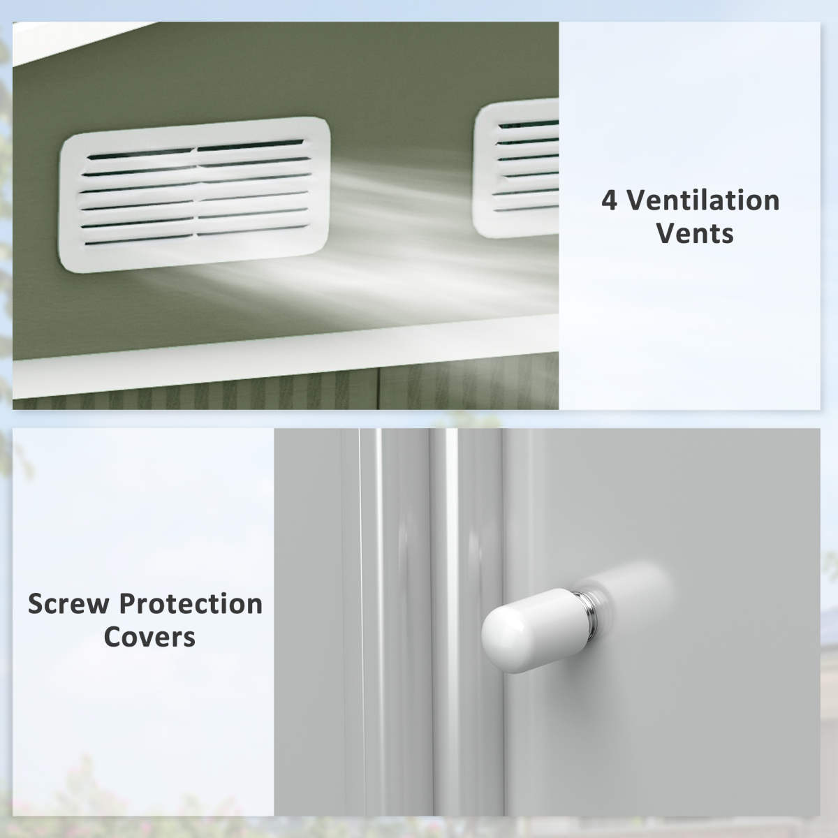 9 x 6FT Garden Metal Storage Shed Tool Box Foundation Vent & Doors  Green