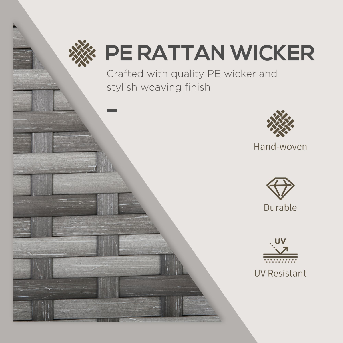 3 PCs Patio Wicker Bistro Set Foldable Table and Chair Set Outsunny