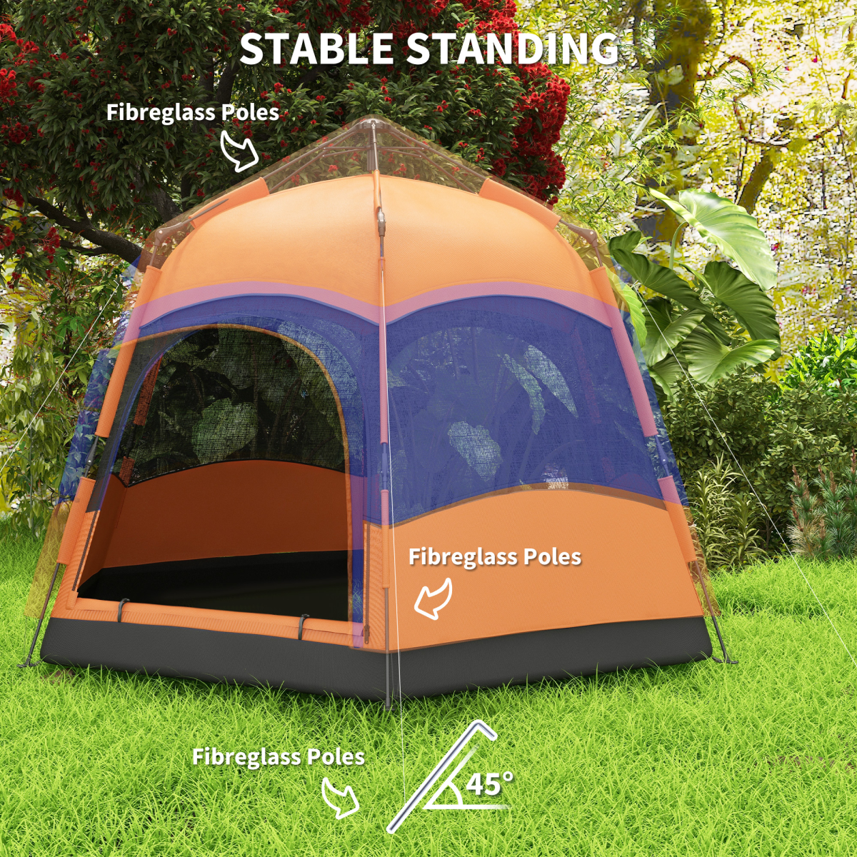 4 Person Pop Up Tent Camping Festival Hiking Shelter Family Portable Outsunny