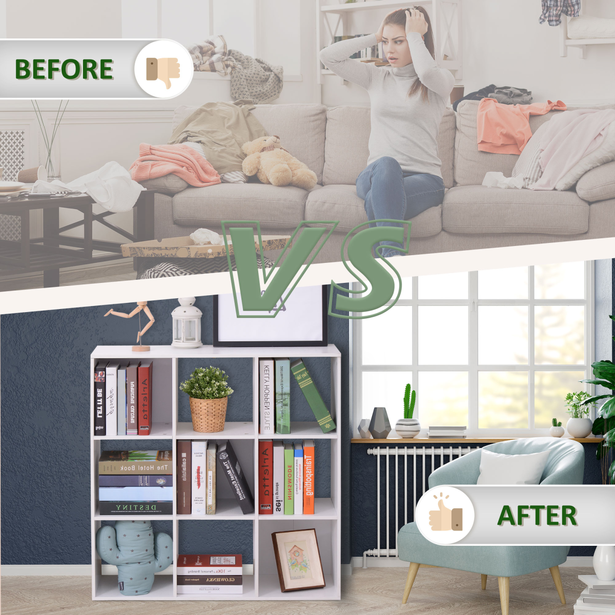 9 Cube Storage Unit Cabinet Bookcase Display Shelves Chipboard - White