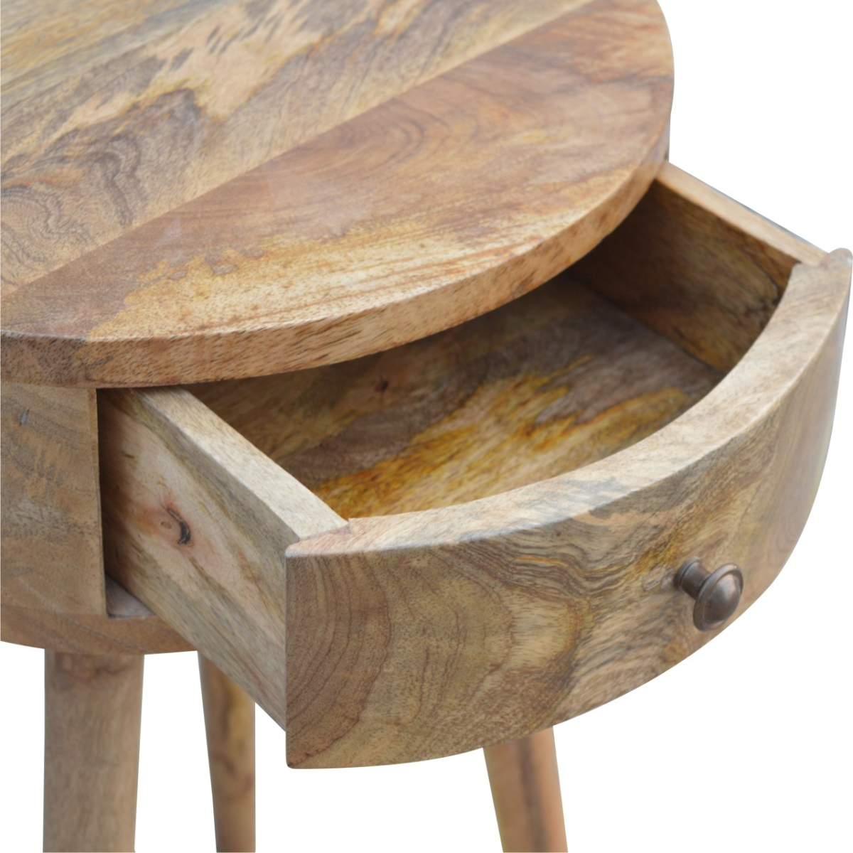 Artisan Furniture Solid Wood Nordic Circular Shaped Bedside