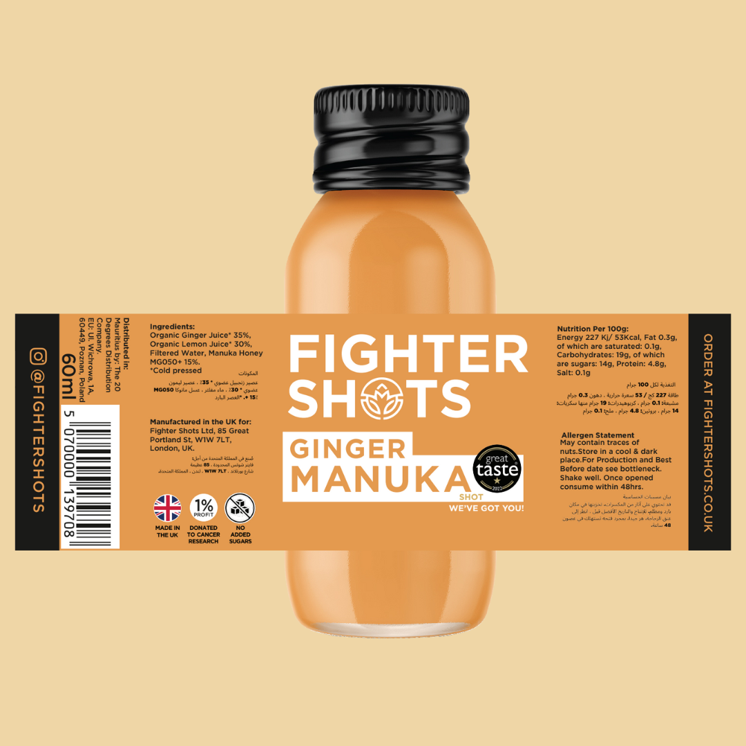 Fighter Shots Ginger + Manuka Honey Immunity Shot | MGO50+ | 60ml