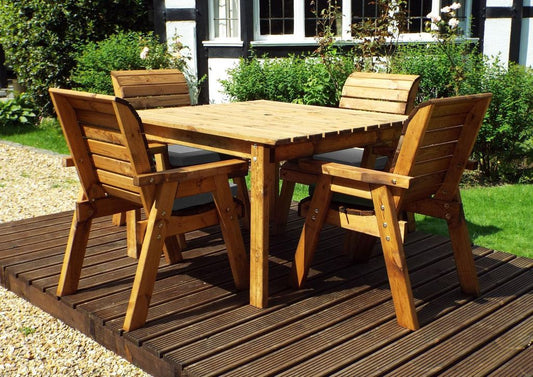 Charles Taylor Trading Four Seater Square Table Set With Grey Cushion Brown