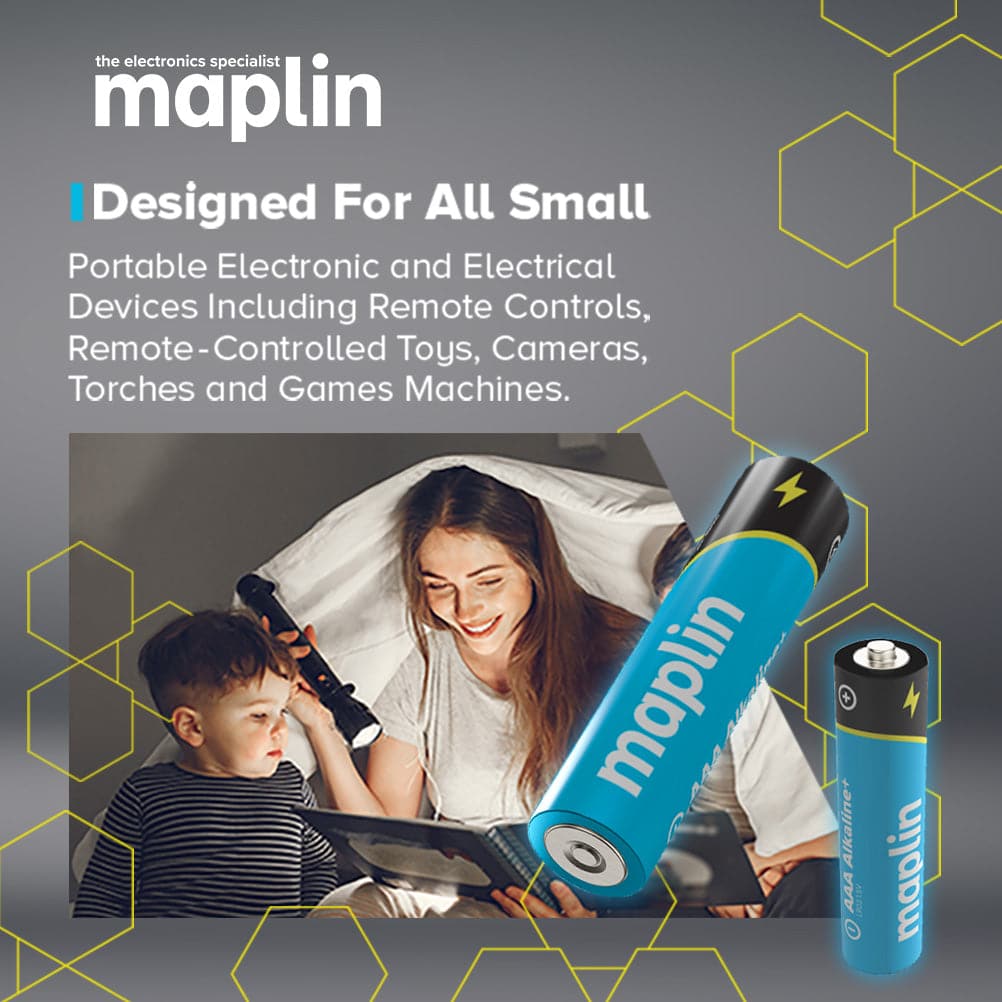 Maplin 80x AAA LR03 7 Year Shelf Life 1.5V High Performance Alkaline Batteries with Universal Battery Tester