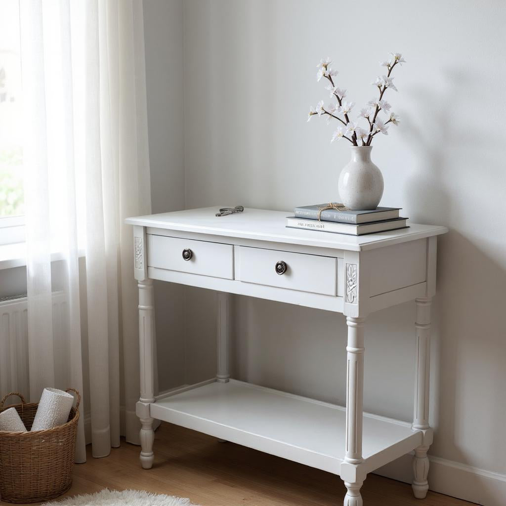 90CM 2 DRAWER SIDE TABLE