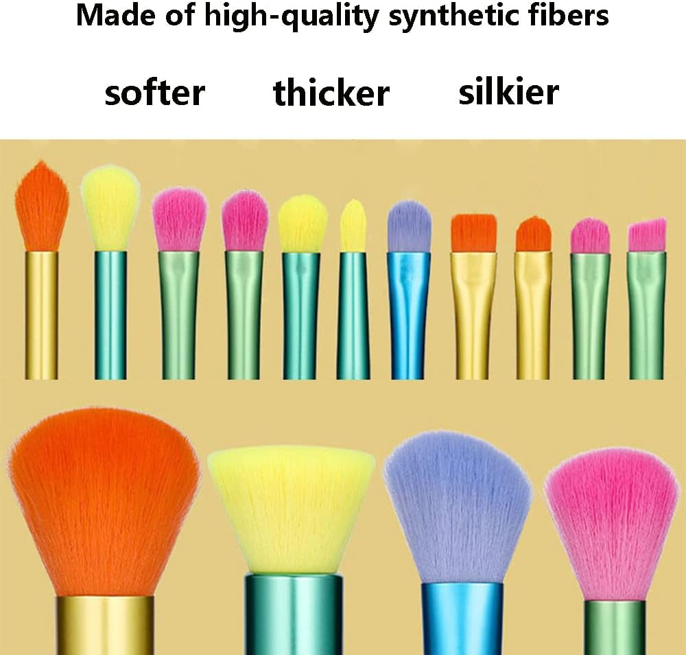 15 Colourful Makeup Brushes  Premium Synthetic Bristles for Kabuki Foundation Blush Eyeshadow Concealers Eye Face Liquid Powder Cream Brushes Sets