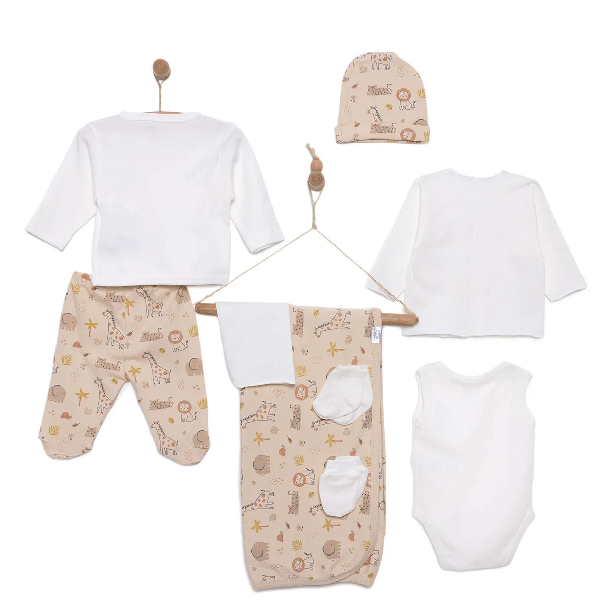 HelloBaby Safari Print 10 Piece Envelope Neck Baby Hospital Bag Set (Newborn)