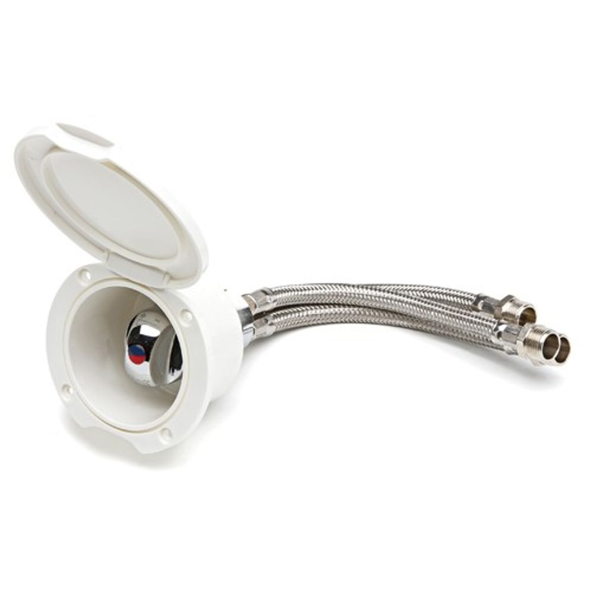 Can Shower Mixer Housing in White Plastic with Chrome Mixer Kit
