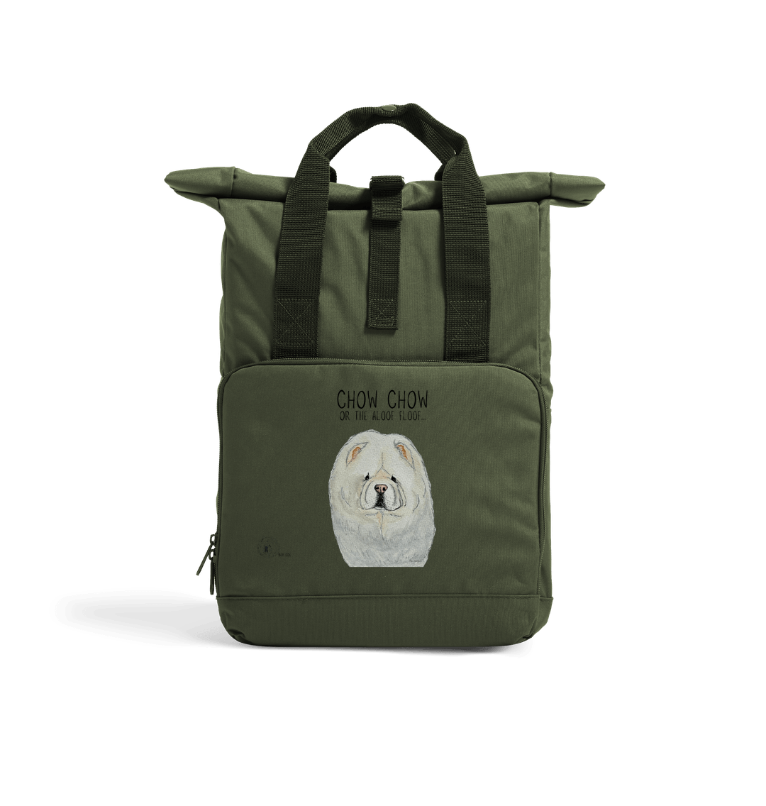 Cream Chow Chow Chic: Aloof Floof Roll-Top Backpack