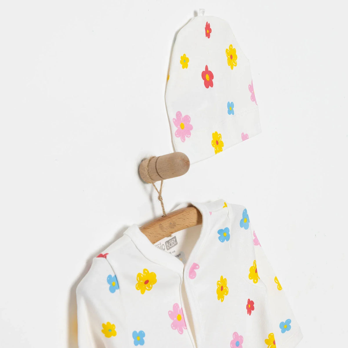 HelloBaby Floral Print Footed Baby Sleepsuit & Hat Set (Newborn to 9 Months)