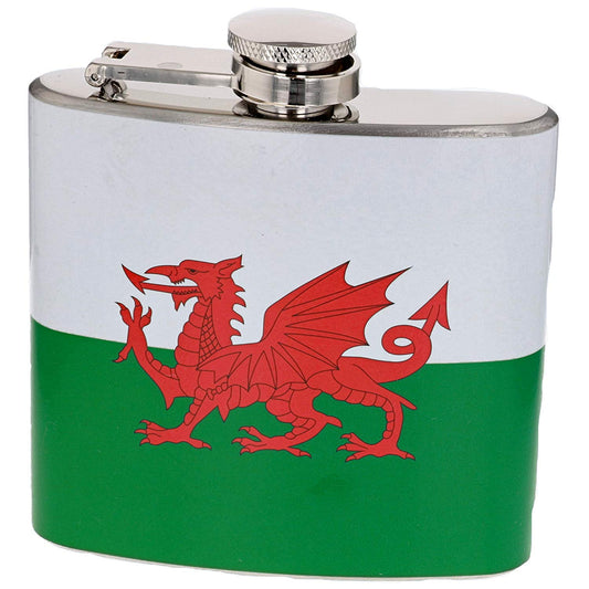 5oz Stainless Steel Hip Flask - Welsh Flag