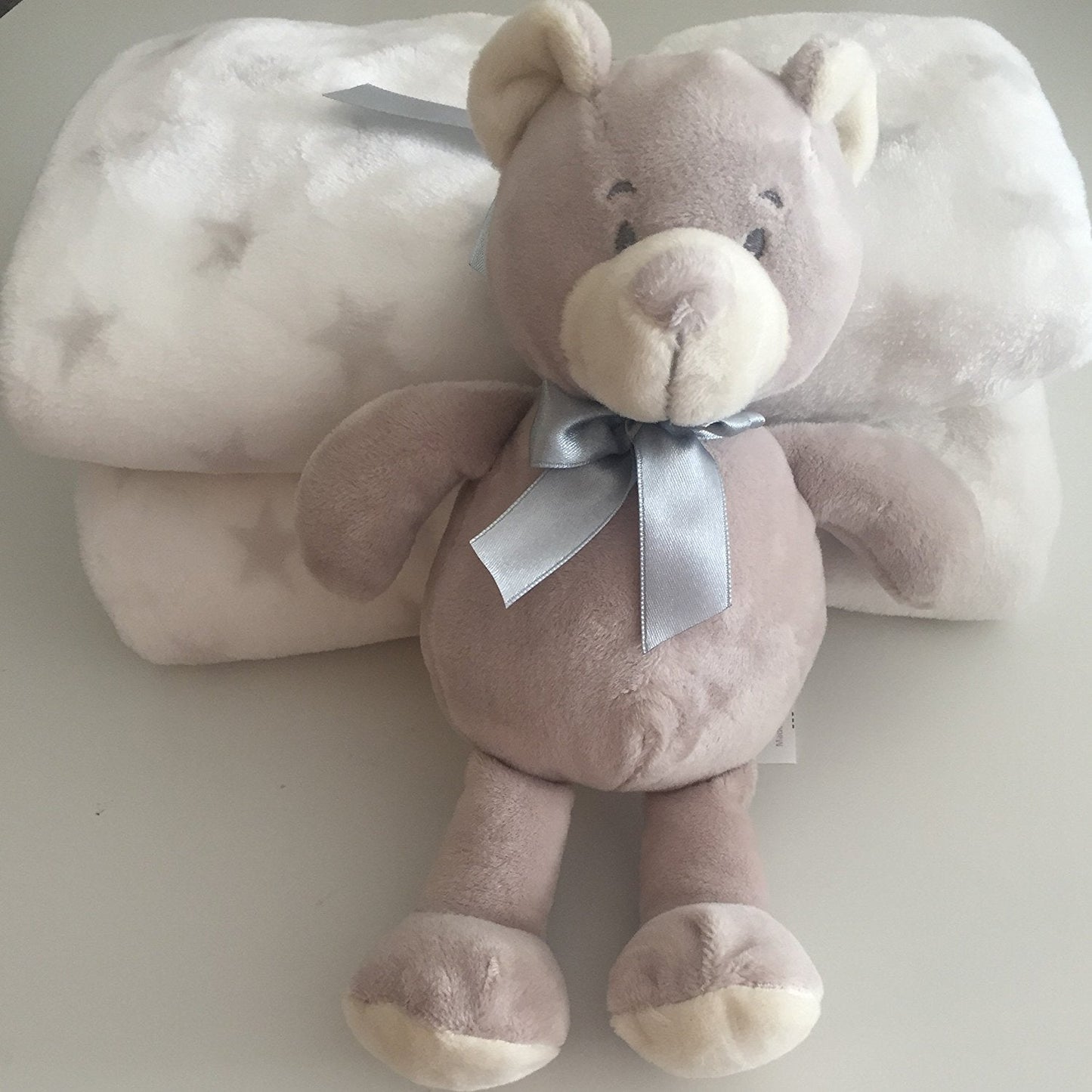 Beautiful White with Stars for Baby/Children's Blanket with Soft Toy/Plush Teddy Bear