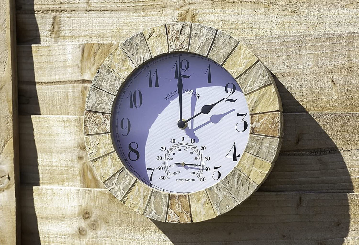 25cm Stonegate Garden Wall Clock & Thermometer