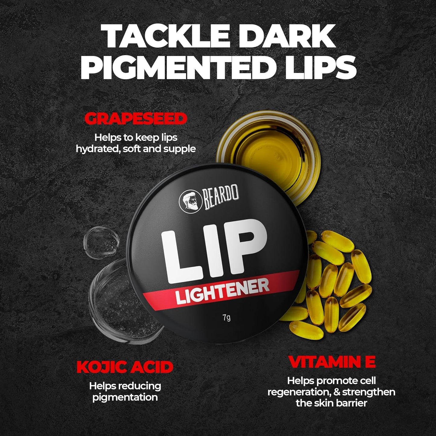 Beardo Lip Lightener for Men 7g Non-Tinted Balm for Dark, Dry Lips