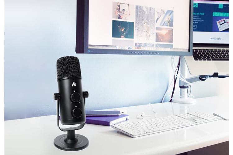 Maono USB-C Desktop Condenser Cardioid Omnidirectional Microphone with Headphone Jack