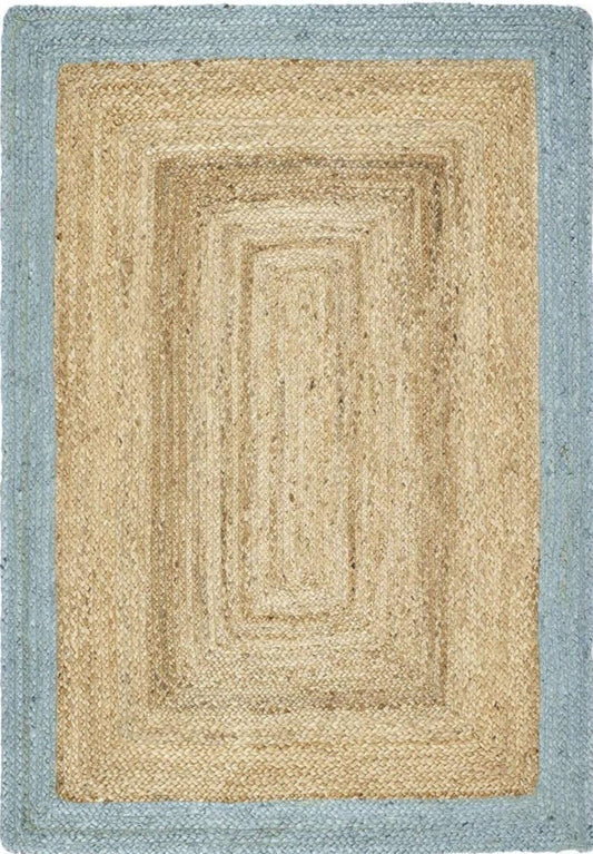 Bordered Duck Egg Blue Jute Rug