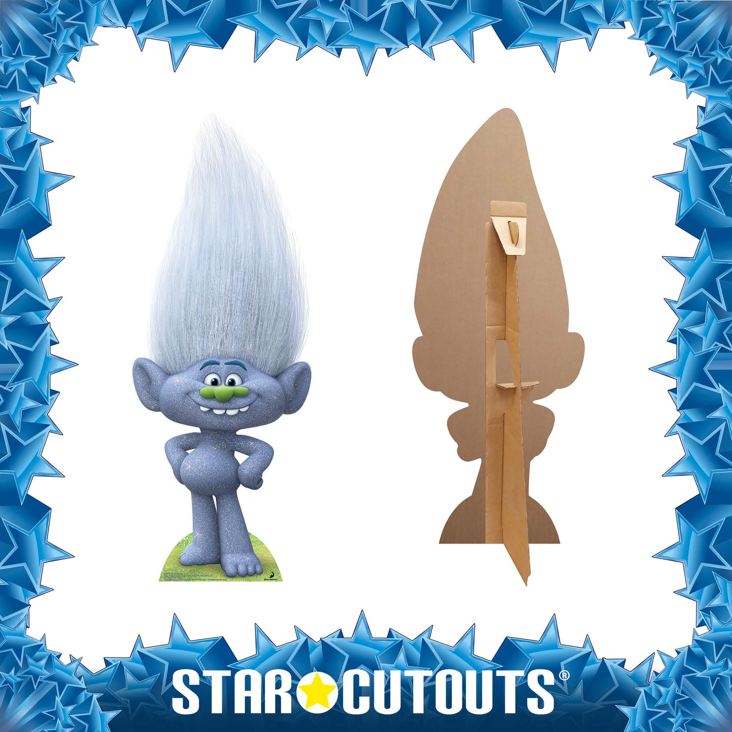 SC927 Glittery Grey Troll Guy Diamond Cardboard Cut Out Height 96cm