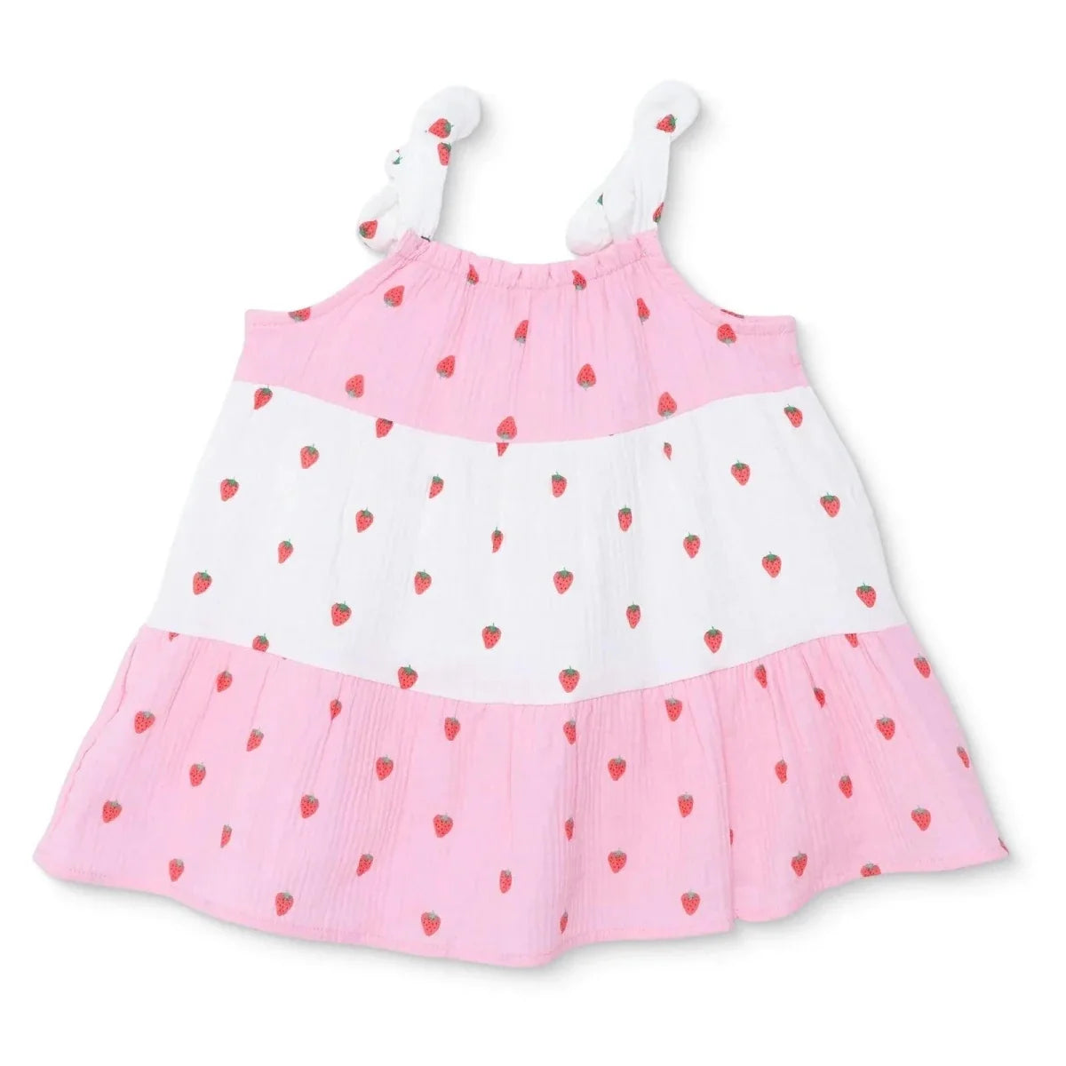 HelloBaby Strawberry Print Crew Neck Short Sleeve Baby Dress (6-9 Months to 4-5 Years)
