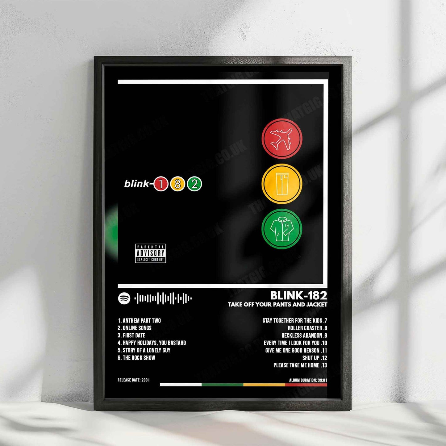 Blink-182 "Take Off Your Pants and Jacket" Album Cover Poster - with Complete Tracklist