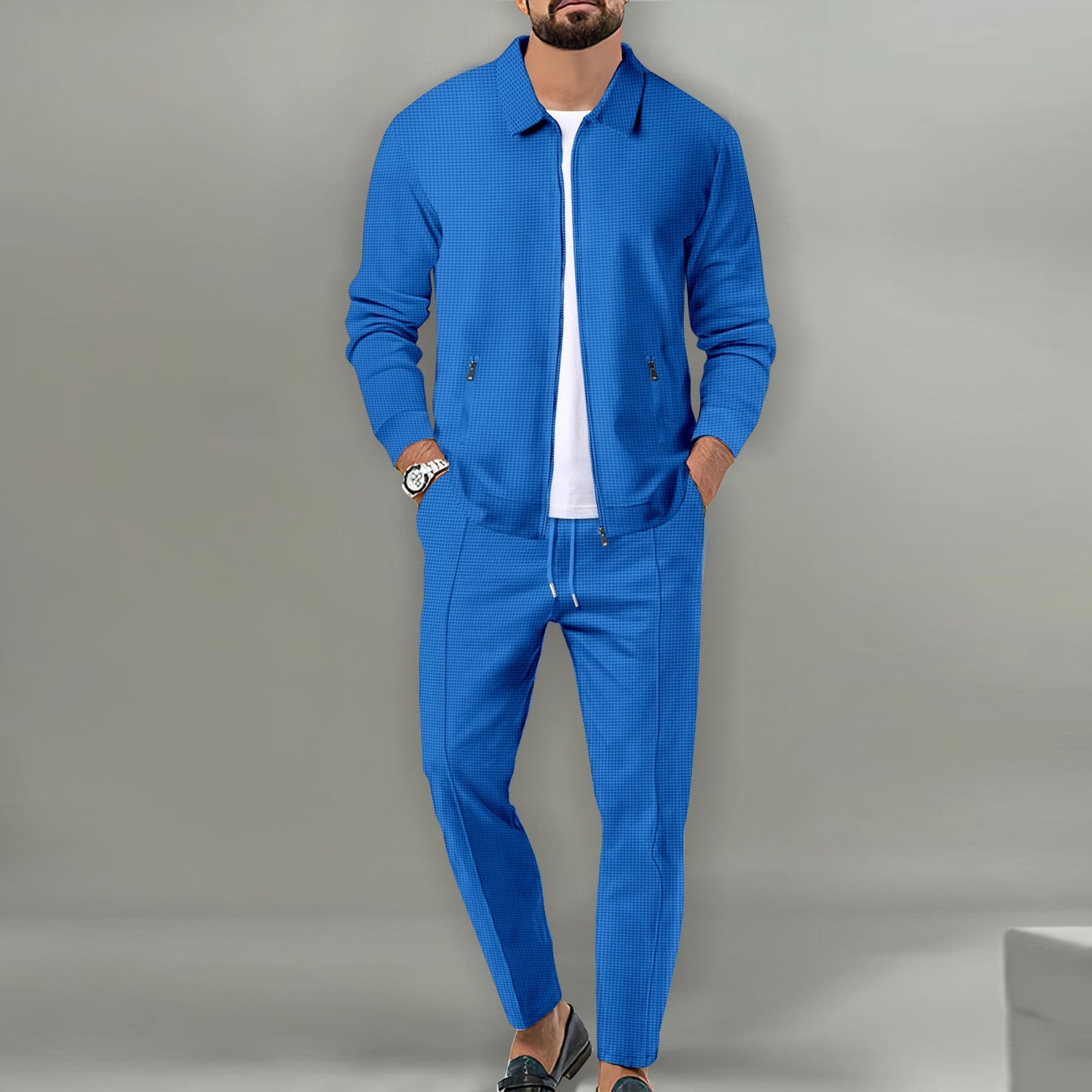 Coat Men's Autumn Zipper Pocket Lapels Slim-fit Cardigan Jacket Suits