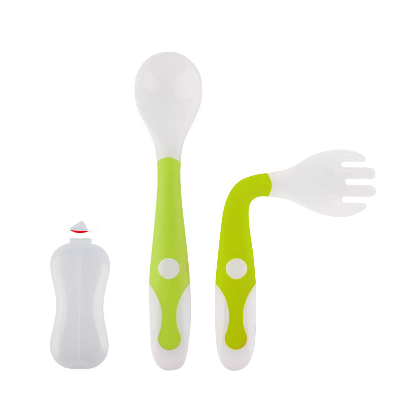 BabbCare Curved Baby Spoon Fork Set - BPA-Free Ergonomic Toddler Utensils