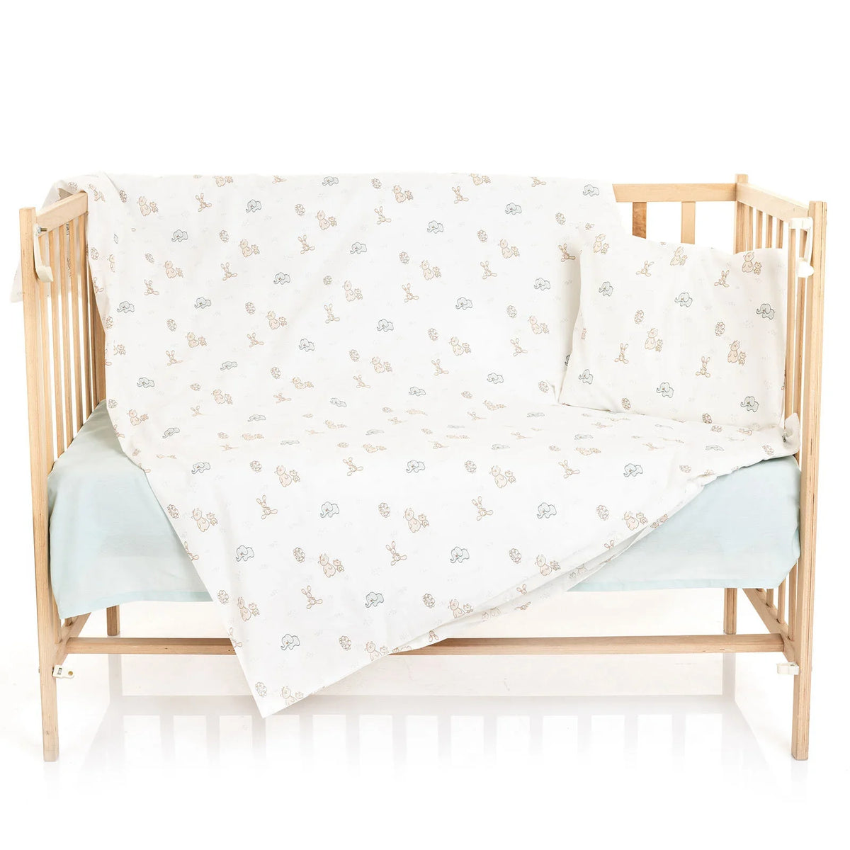 Little Dreams Cute Animals Print Baby Duvet Cover Set (100 x 150 cm)