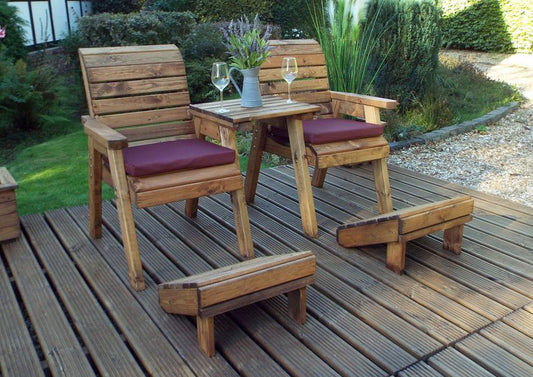 Charles Taylor Trading Deluxe Lounger Set Straight With Burgundy Cushion Brown