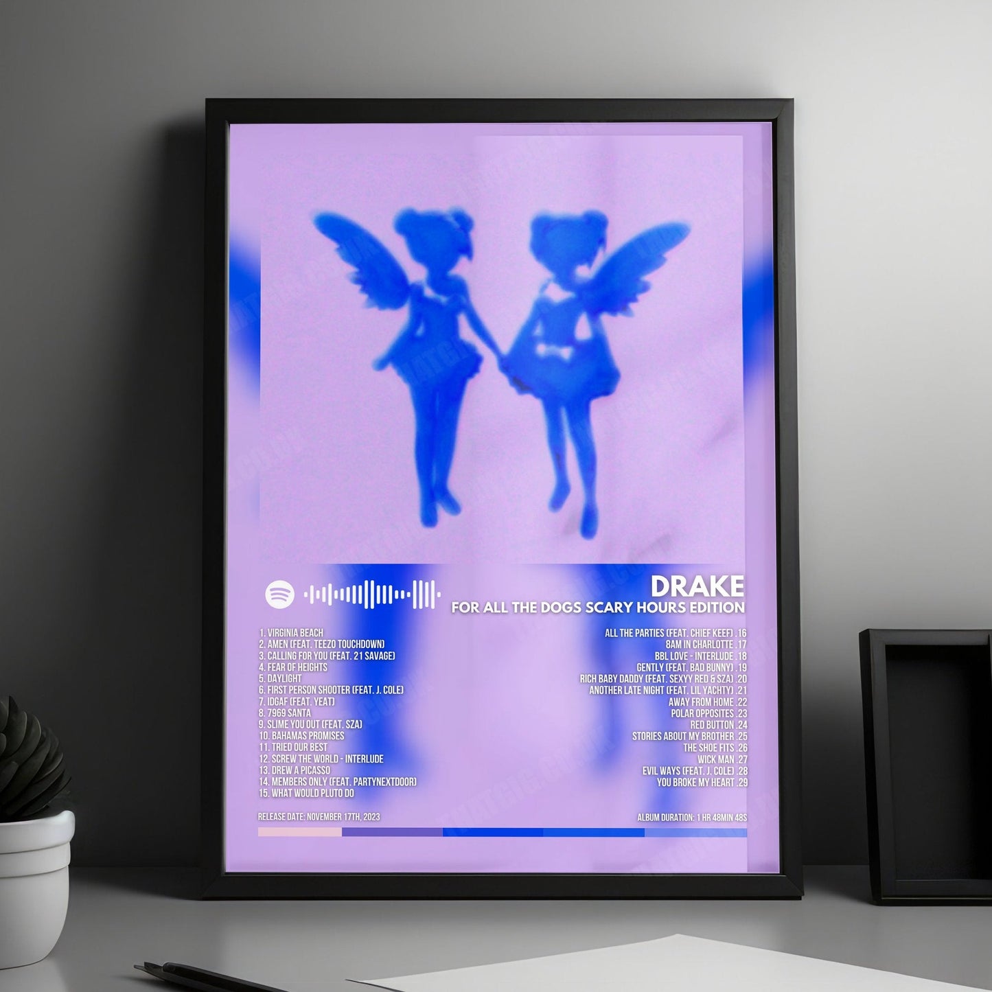 Drake "For All The Dogs: Scary Hours Edition" Album Cover Poster - with Complete Tracklist