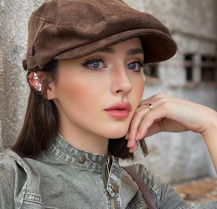 Korean Style All-match Big Head Circumference Newsboy Painter Cap