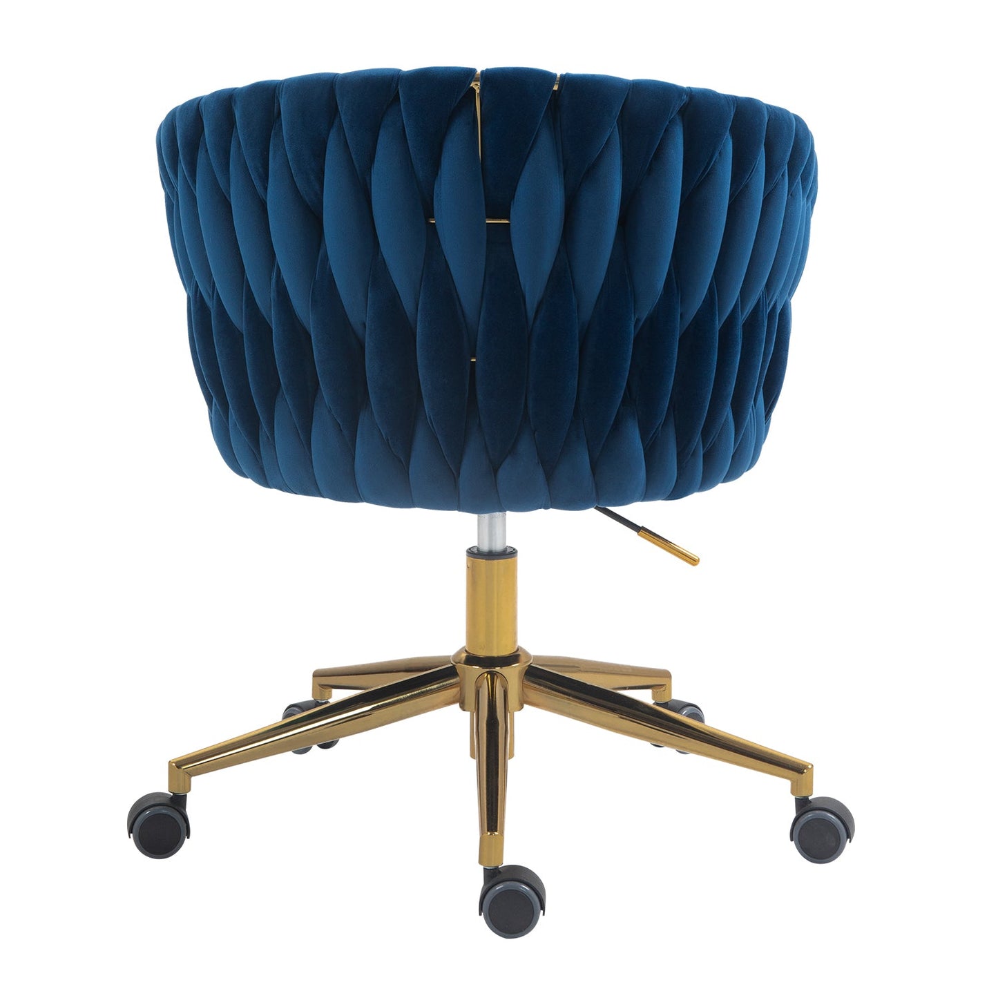 Modern design with wheeled backrest is a hand woven dressing chair that can be adjusted for 360 ° rotation height (BLUE)