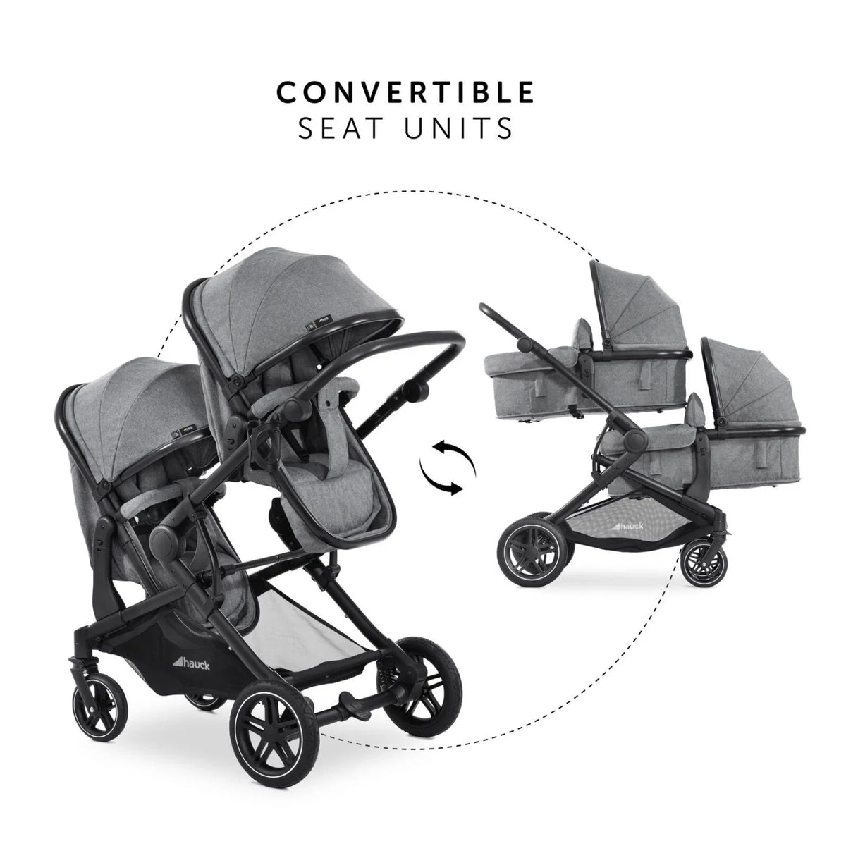 Hauck Atlantic Twin Double Stroller - Grey