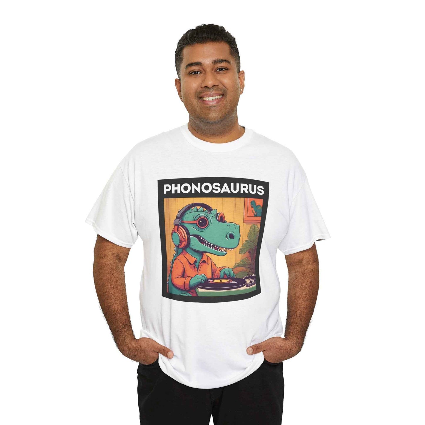'Phonosaurus' Men's Vinyl T-Shirt