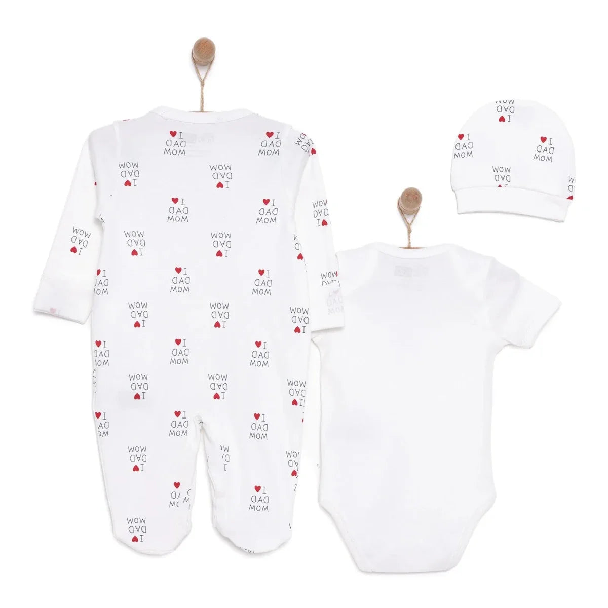 HelloBaby Baby Bodysuit, Hat & Footed Sleepsuit Set (Newborn to 6 Months)