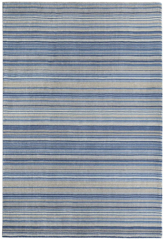 Fine Stripes Blue Wool Rug