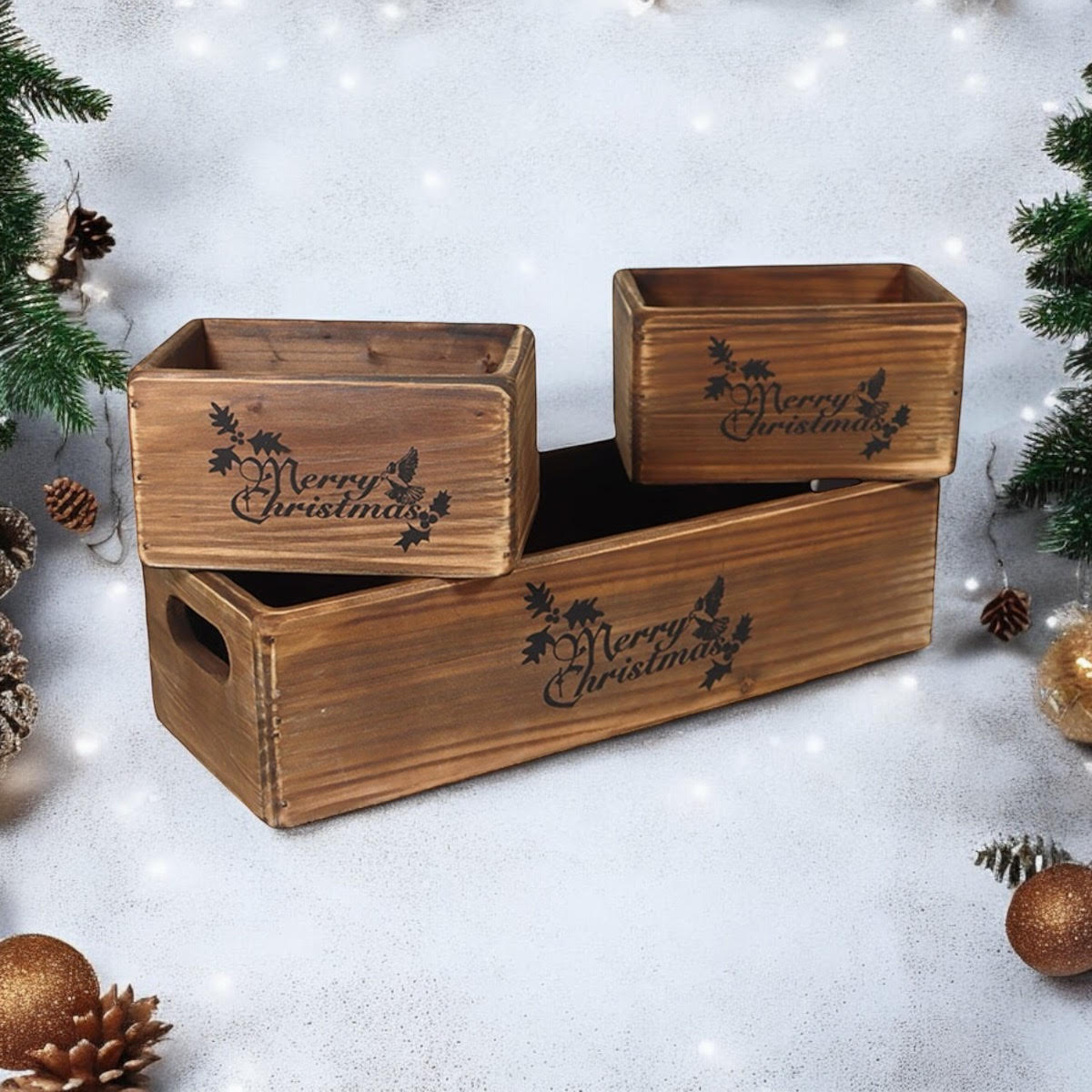 34/15/15CM SET 3  WOODEN BOXES