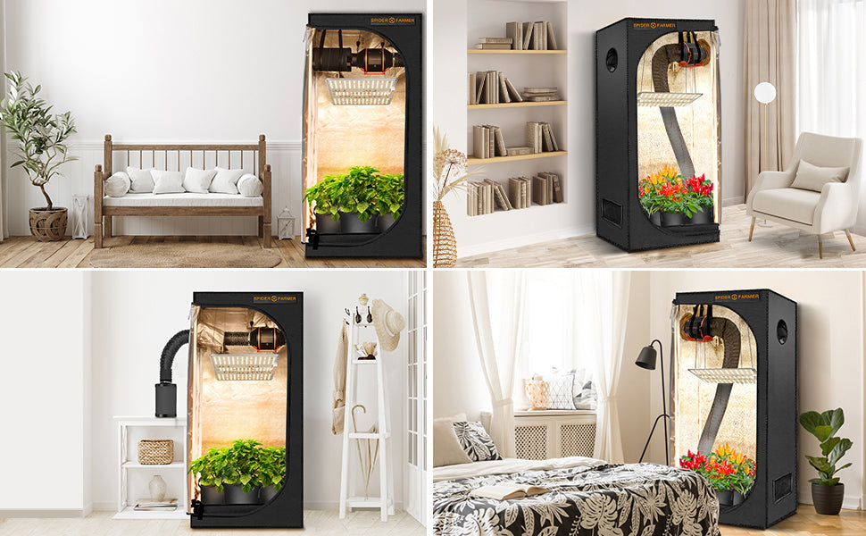 Spider Farmer SF1000 LED Grow Light+70x70x160CM Grow Tent Kits with Intelligent Carbon Filter For Indoor Plants Hydroponics