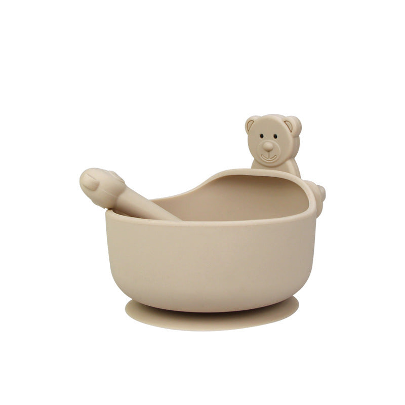 Silicone Baby Bowl & Spoon Set - 3pc Suction Base BPA-Free