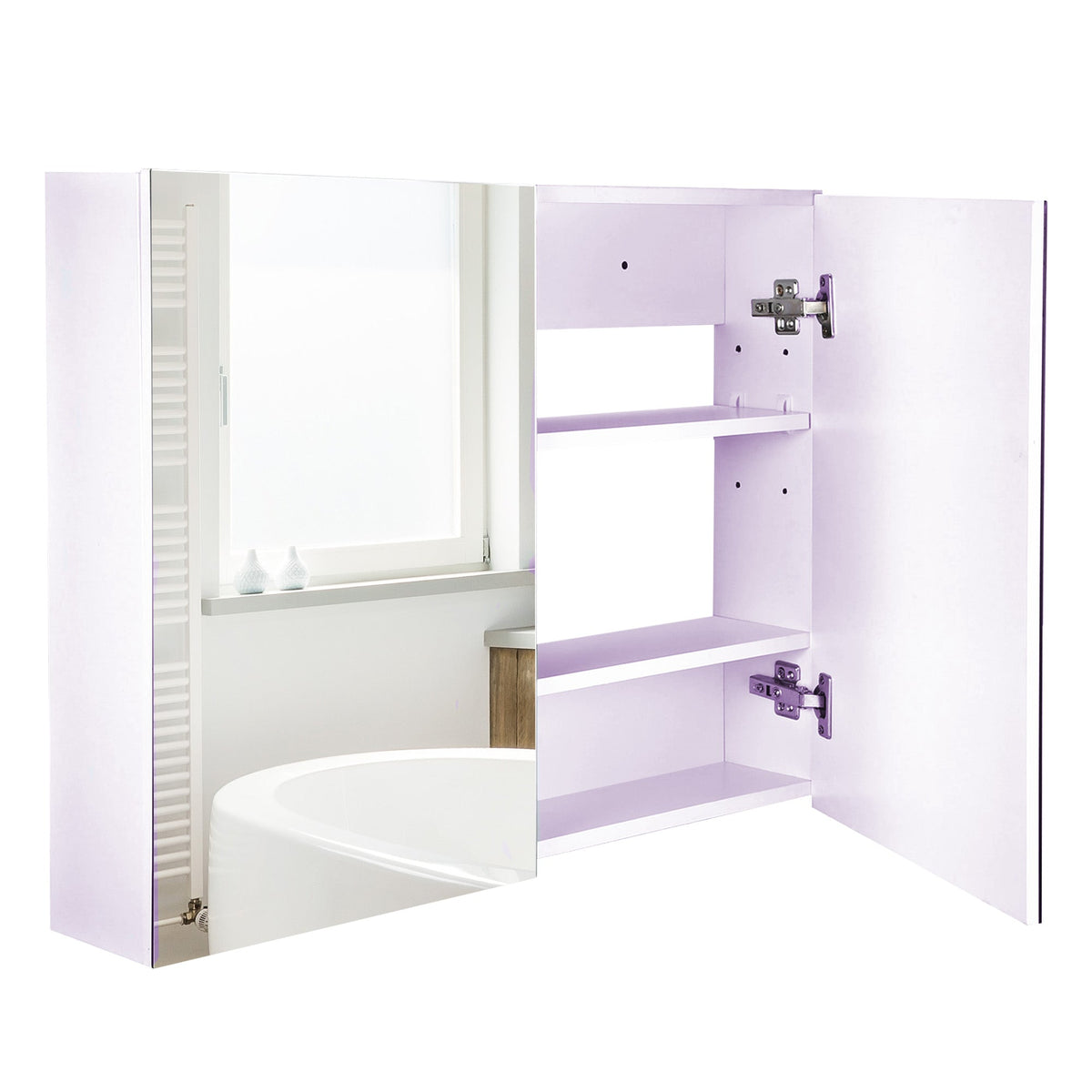 HOMCOM Bathroom Mirror Cabinet Wall Mounted, 80 x 15 x 60 cm, White