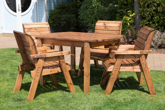 Charles Taylor Trading Four Seater Rect Table Set With Grey Cushion Brown
